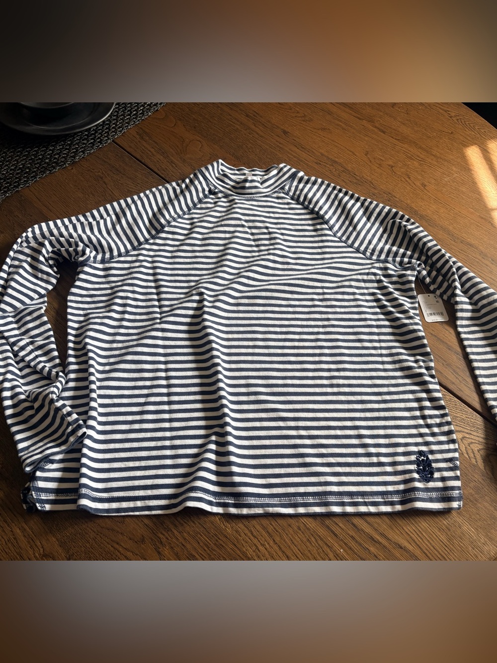 NWT FP Movement Striped Long-Sleeve Crew Neck Shirt - Navy & White Striped M - S